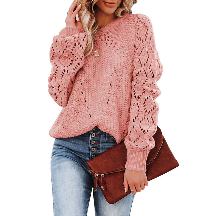 Women chunky knit sweater with V-neck and openings for airy sleeves Lune London