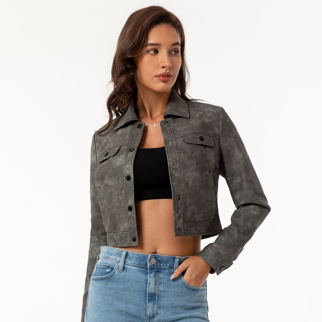 Chic and style short leather jacket for ladies