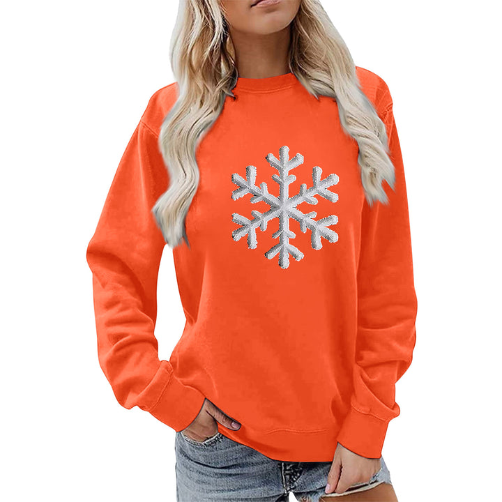 Sweat-shirt pour femmes avec design de flocon de neige brillant et coupe décontractée Chic & Stil