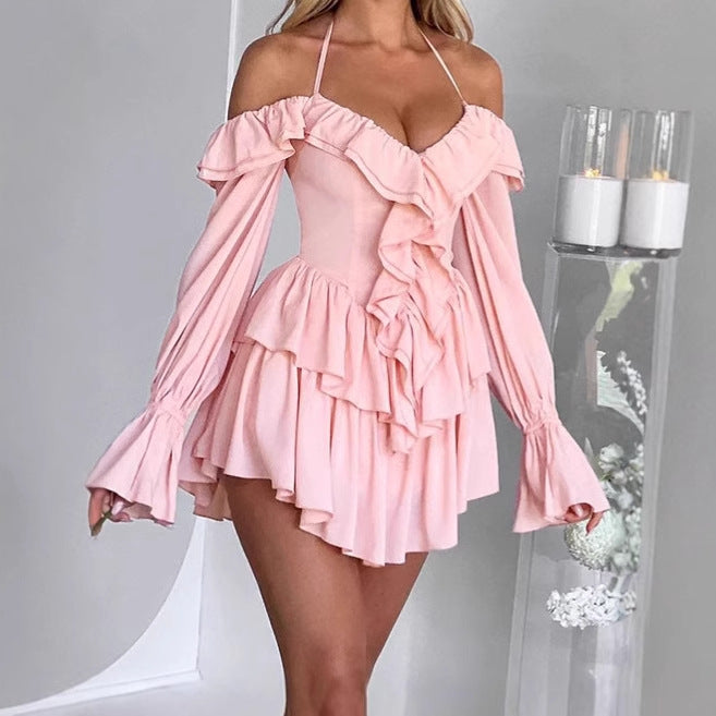 Women Spunky mini dress with ruffles and off-shoulder design Lune London