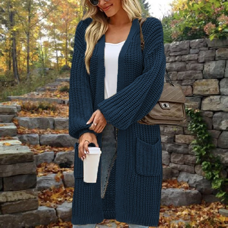 Fashionable Knit Jacket for Women with Wide Sleeves and Practical Pockets Lune London