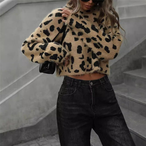 Ladies Soft Wool Sweater in Leopard Lune London