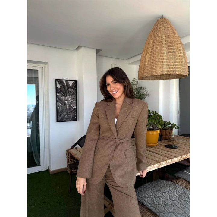 Women Elegant Blazer with Belt at the Waist and Practical Pockets Lune London