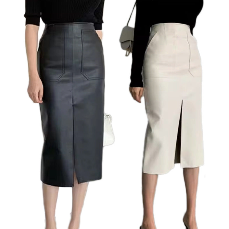 Summer rock in high-quality faux leather for women with side slit Lune London