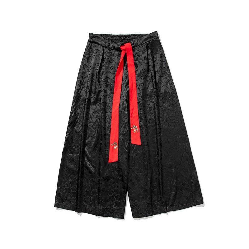 Lune London Wide Harem Pants for Women with Decorative Belt and Fine Pattern
