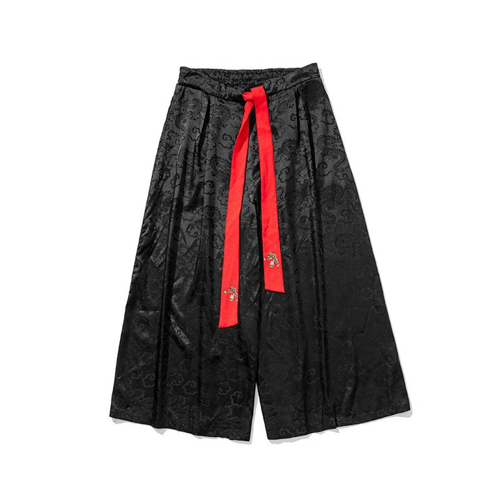Lune London Wide Harem Pants for Women with Decorative Belt and Fine Pattern