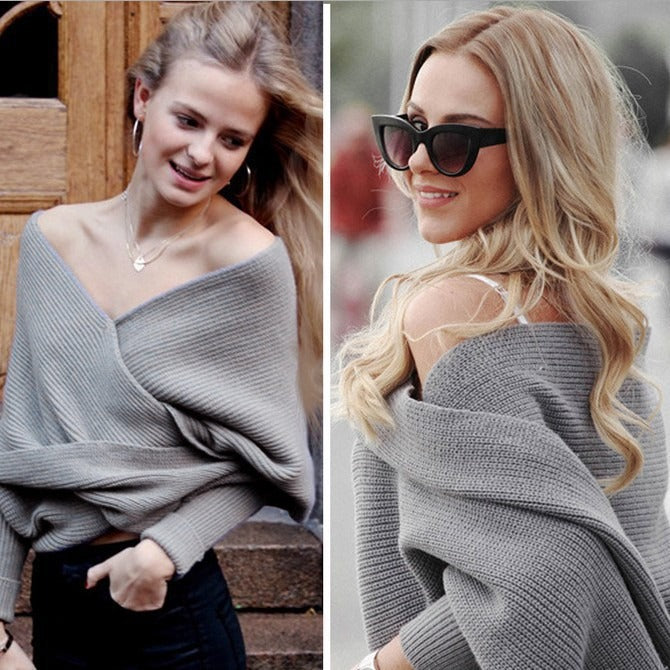 Knitted jacket for women with wrap design and long sleeves Lune London