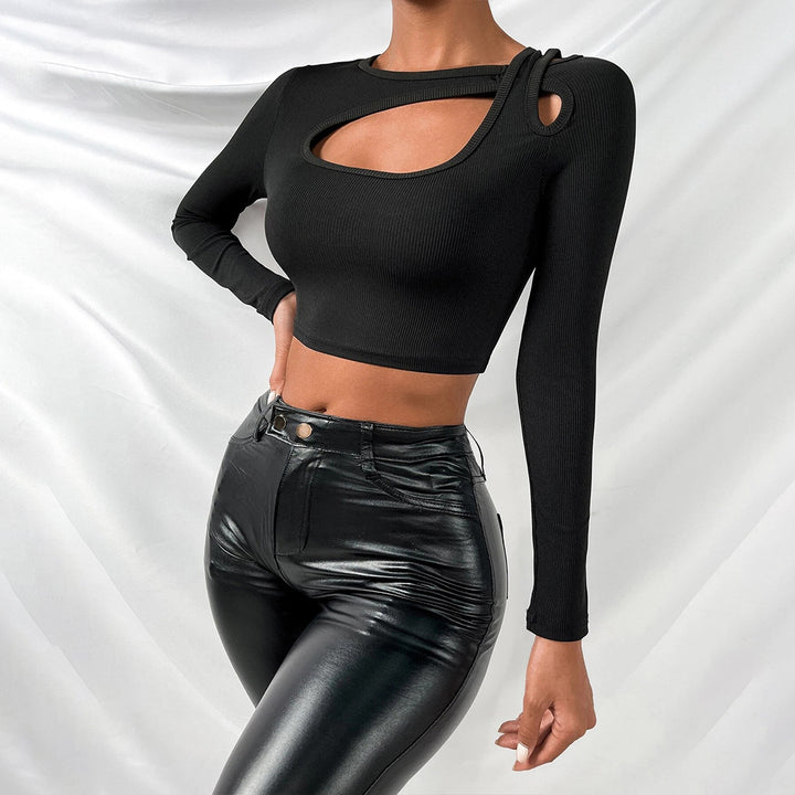 Chic & Stil Women's Crop Top with Asymmetrical Cut Design