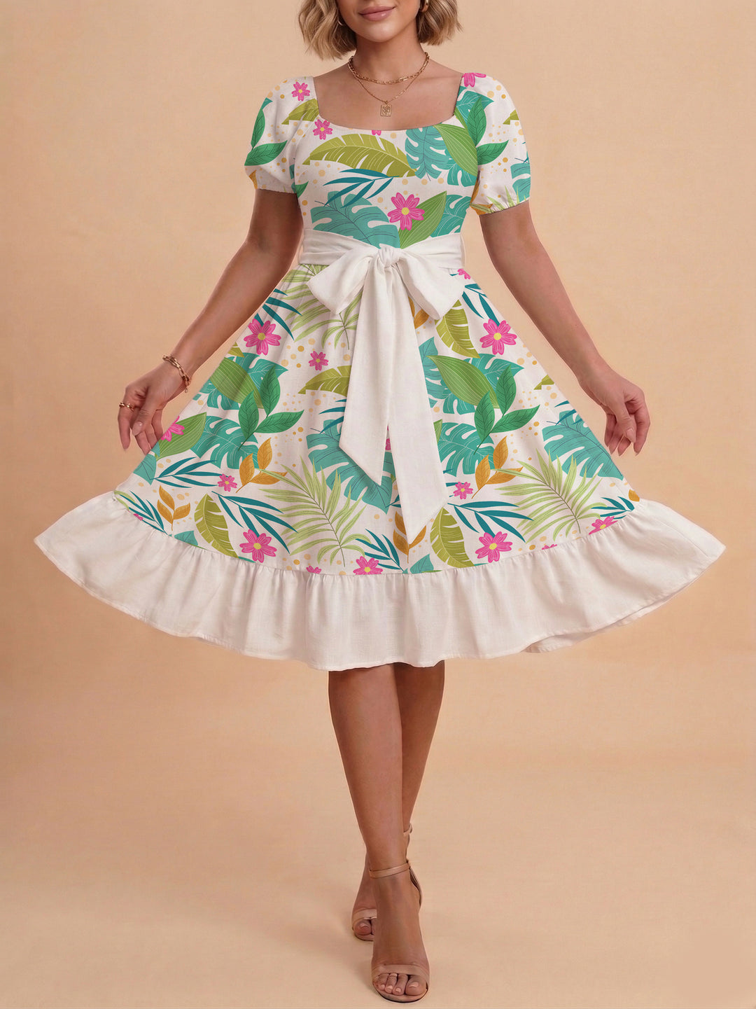 Women's dress with tailored fit and playful floral pattern Lune London