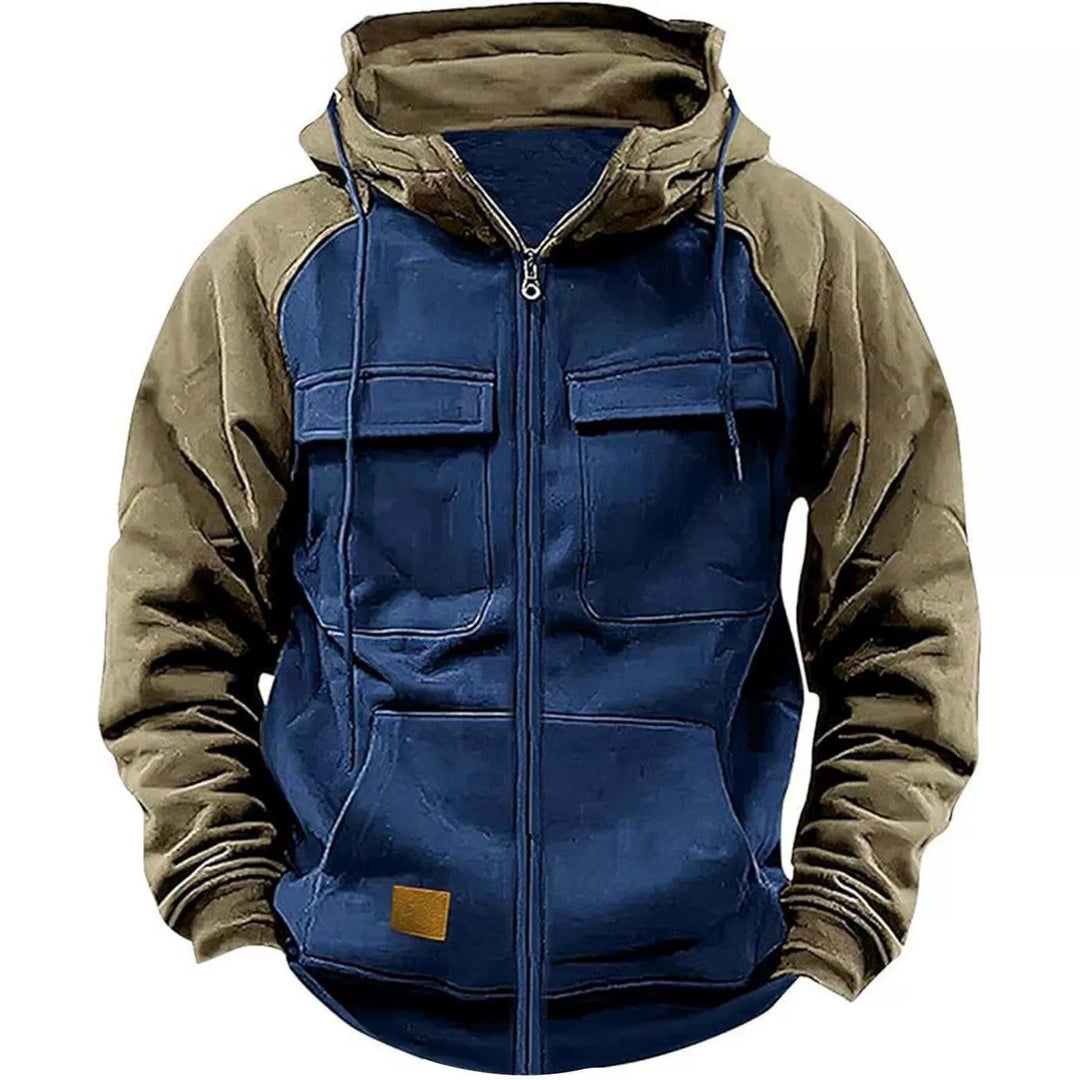Sporty hooded jacket for men with practical pockets and zipper Lune London