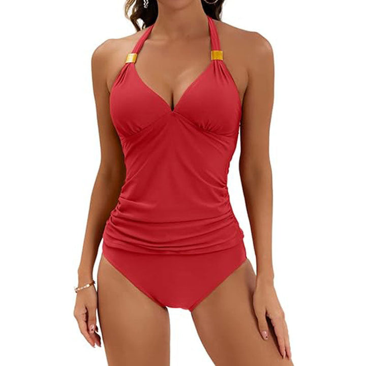 Women’s Tankini with Ruched Top and High Waist Lune London