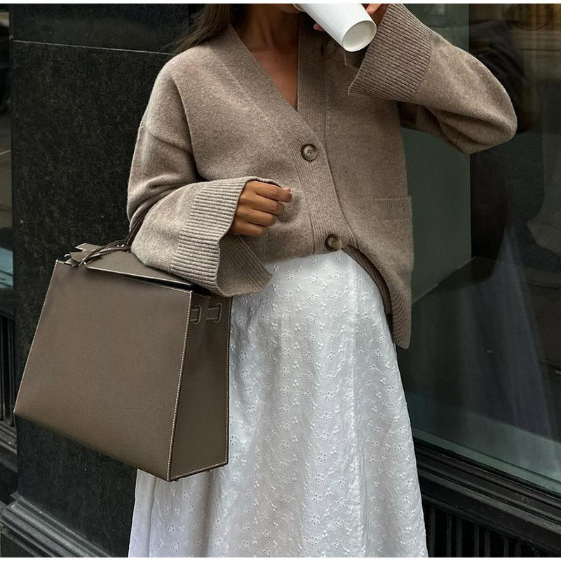 Women's knitted jacket with an elegant cut and oversized sleeves Lune London