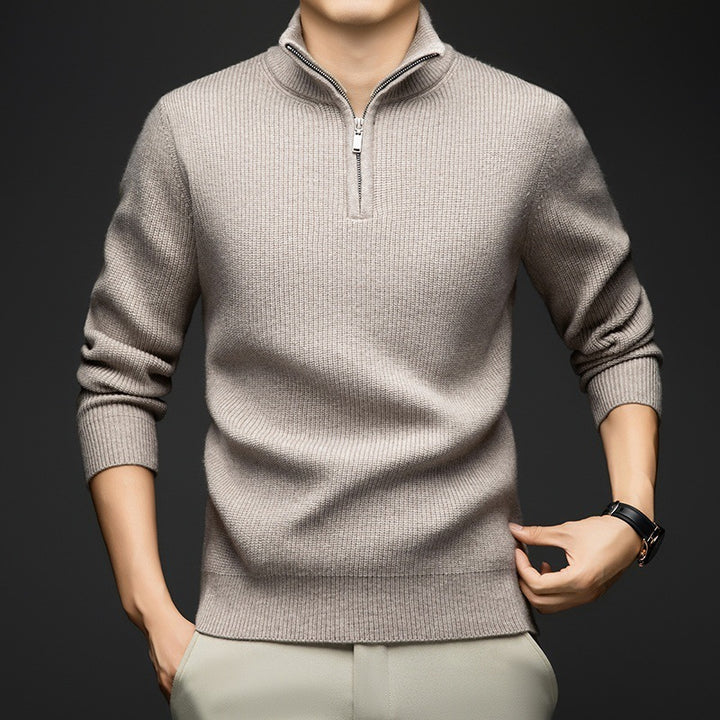 Pull-over zippé élégant pour hommes en laine douce Lune London