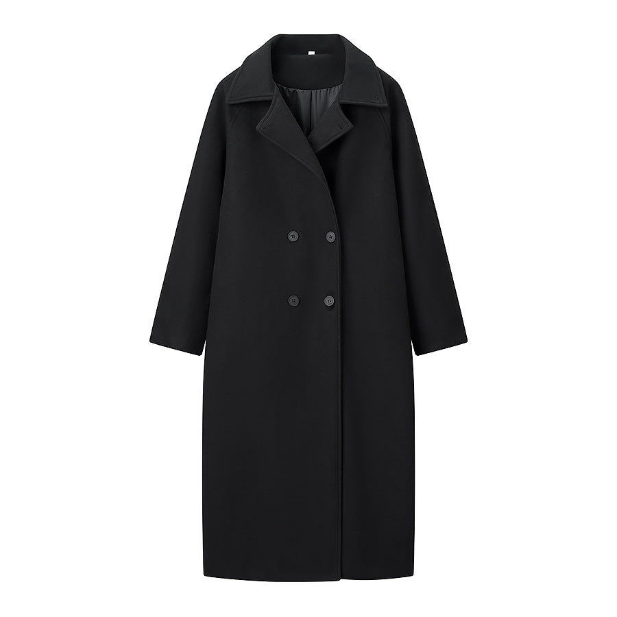 Manteau long élégant pour femmes avec revers classiques et patte de boutonnage double Chic & Stil