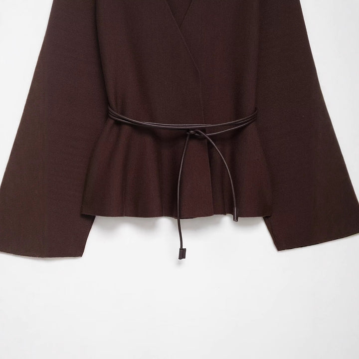 Ladies elegant wrap jacket with belt at waist Lune London