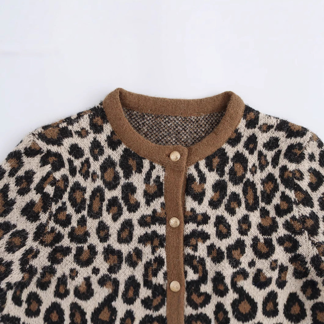 Cardigan en tricot confortable pour femmes avec imprimé animal et poches pratiques Chic & Stil