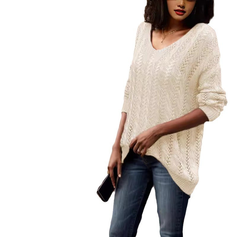 Airy knit sweater for women with ribbed texture and asymmetrical hem Lune London