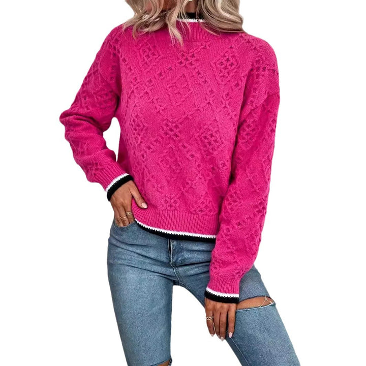 Sweater for women with textured braids pattern and round neck Lune London