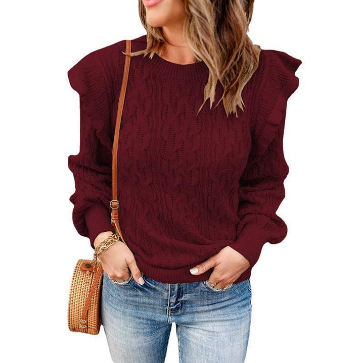 Oversized knitted sweater for women with ruffles Lune London