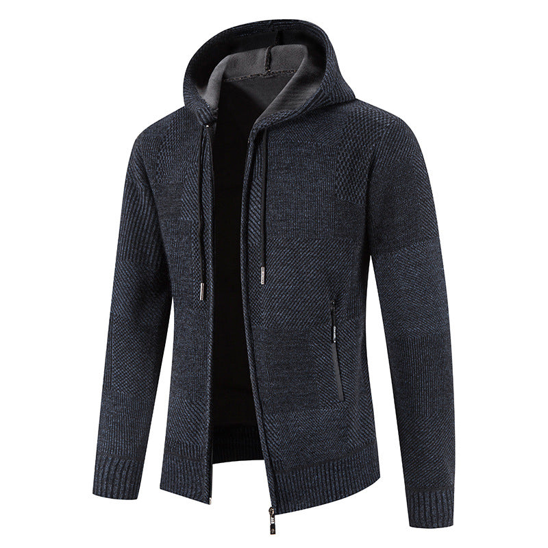 Men's knitted hoodie jacket with modern structural elements Lune London
