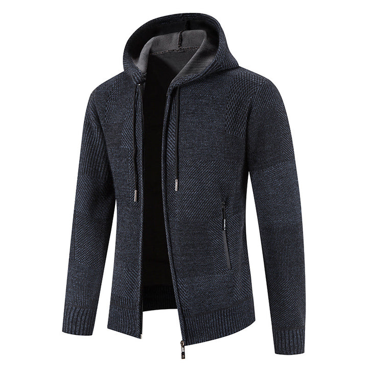 Men's knitted hoodie jacket with modern structural elements Lune London