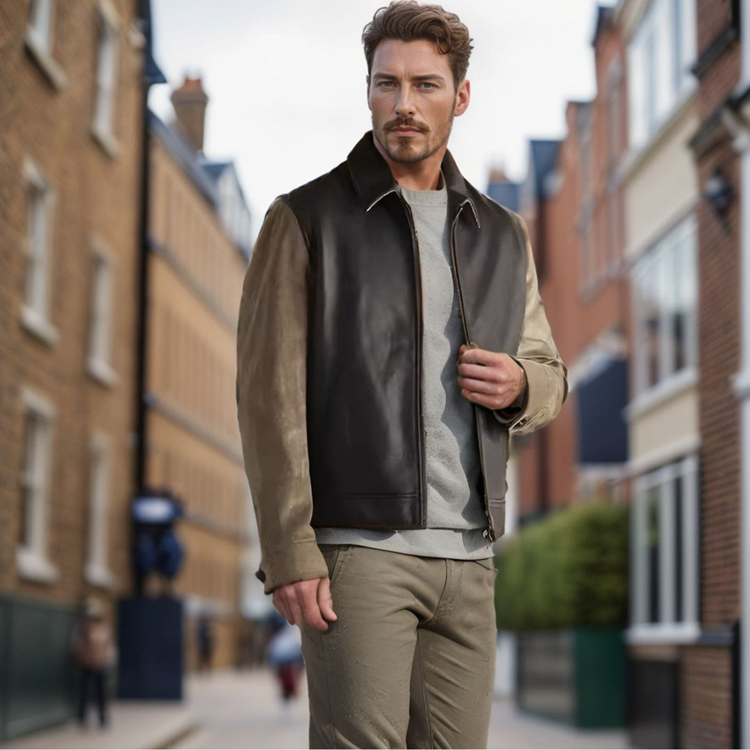 Hybrid leather and corduroy jacket for men Lune London