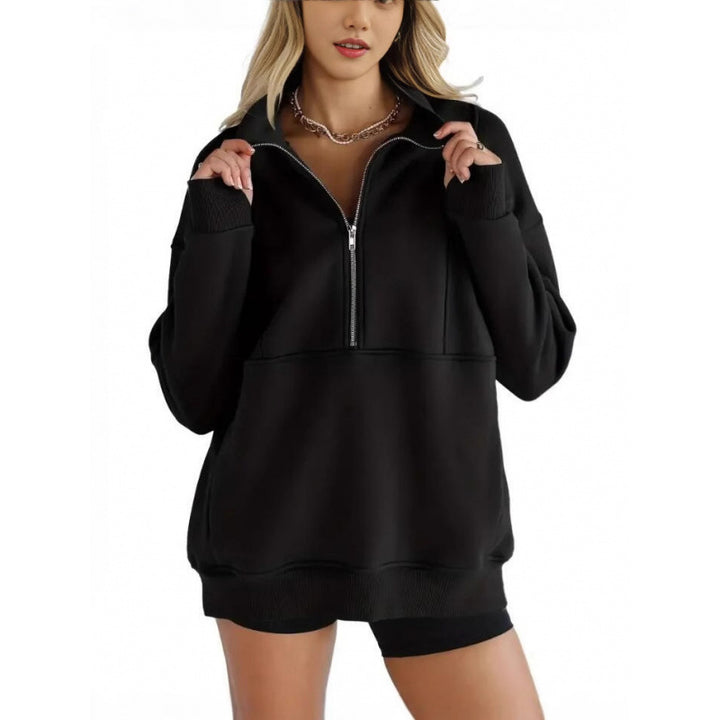 Women's sweatshirt with half-zip and oversized fit Lune London