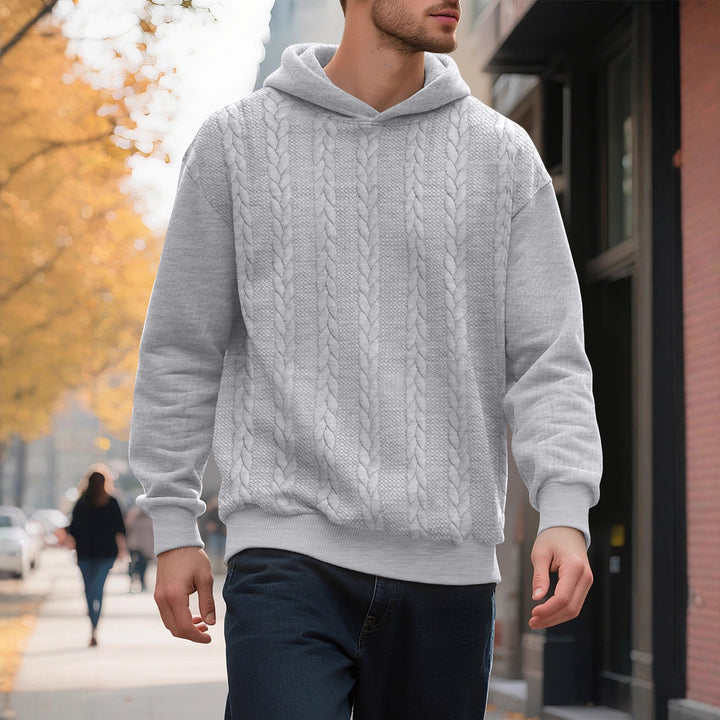 Men's Hoodie with Textured Knitted Pattern and Trendy Accents Lune London