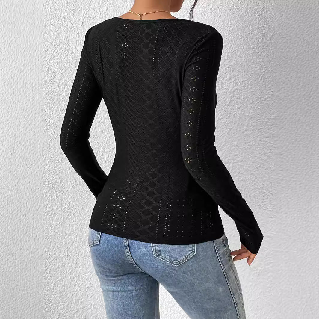 Body à manches longues pour femmes avec décolleté carré et volants raffinés Chic & Stil