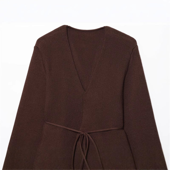 V-neck pullover for women with adjustable tie belt Lune London