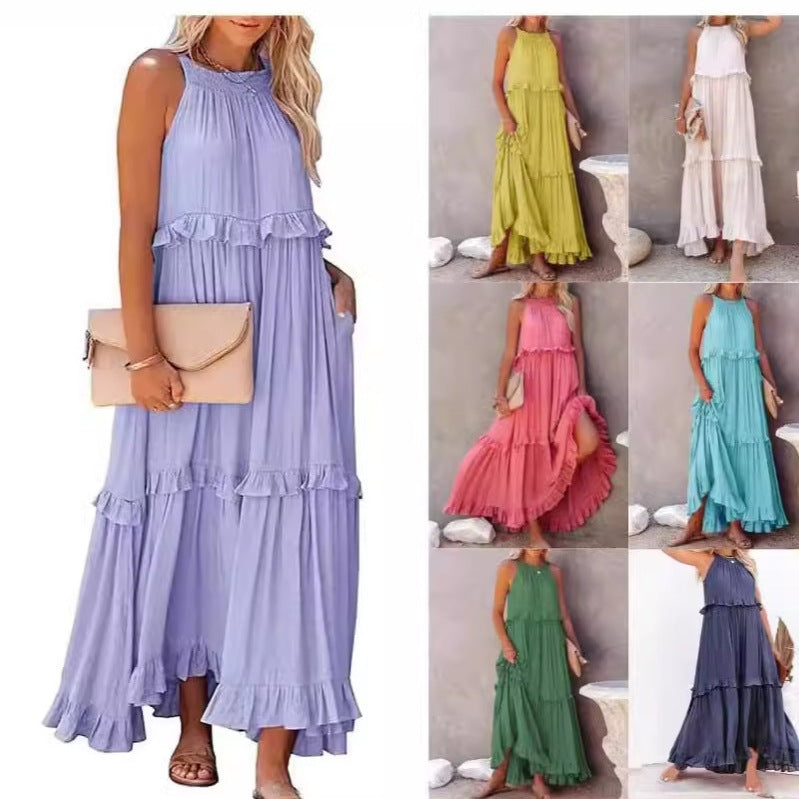 Maxi dress for women with ruffled details and airy silhouette Lune London