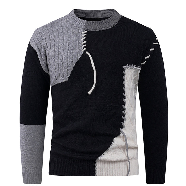 Fashion knit sweater for men with asymmetric twisted pattern Lune London