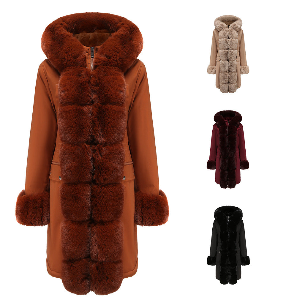 Elegant women's park jacket with luxurious faux fur trim Lune London