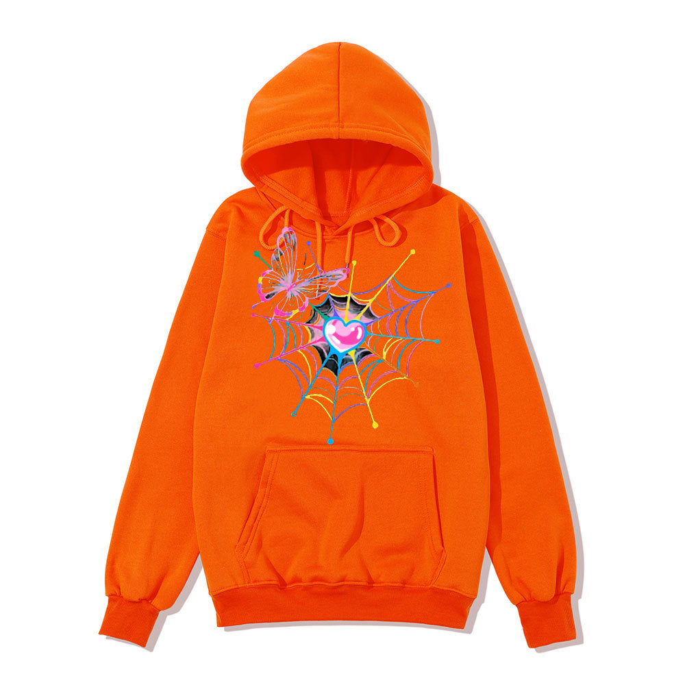 Women's hoodie sweatshirt with creative butterfly and spider web design Chic & Stil