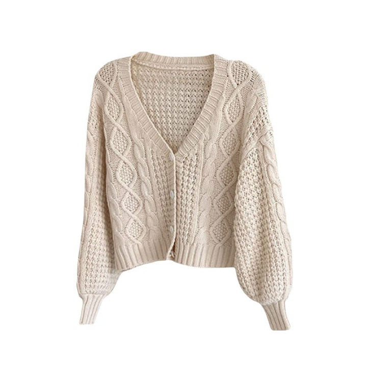 Women's chunky knit cardigan with raised pattern and button details Lune London
