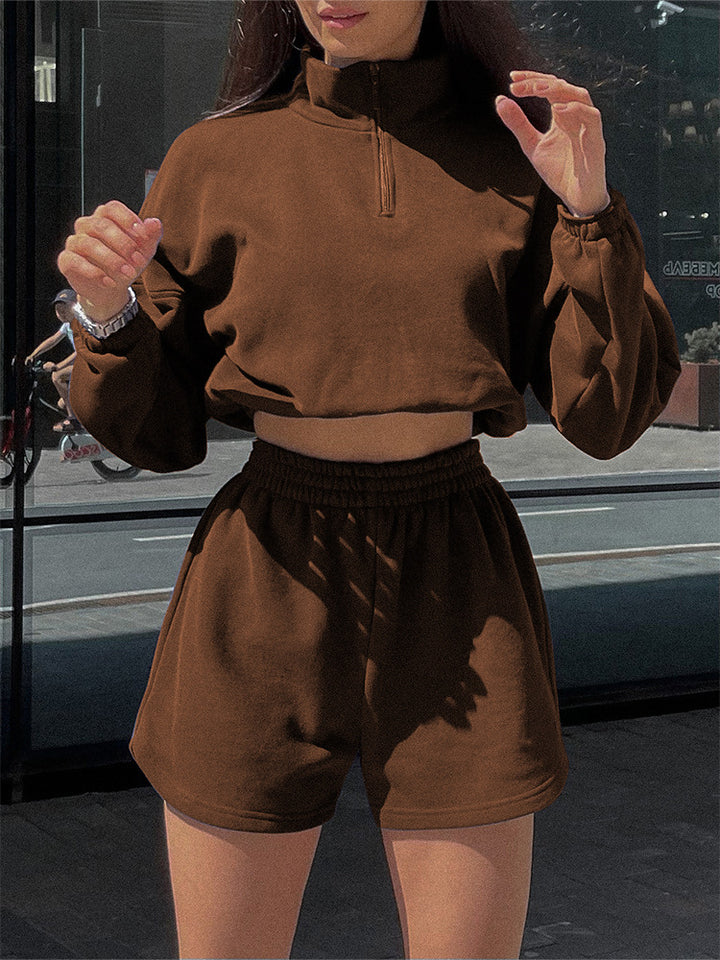 Women's sports set with cropped sweater and shorts Lune London