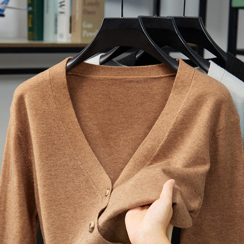 Elegant knitted jacket for women with stylish gradient color and fine button details Lune London