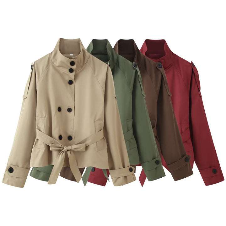 Trendy women's transition jacket with adjustable belt and practical pockets Lune London