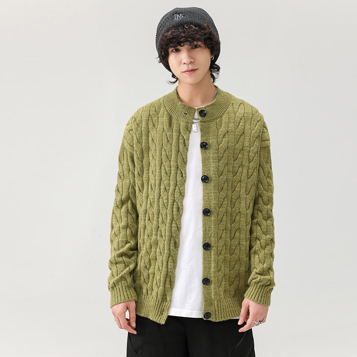 Chunky knit cardigan for men with practical buttons Lune London