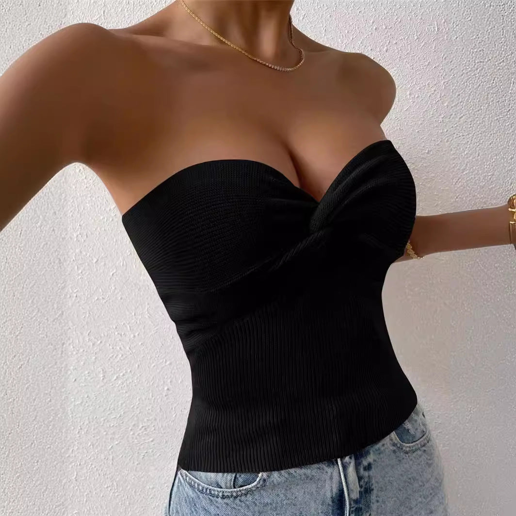 Ladies bandeau top with refined twist Lune London