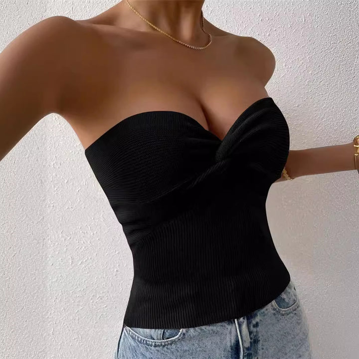 Ladies bandeau top with refined twist Lune London