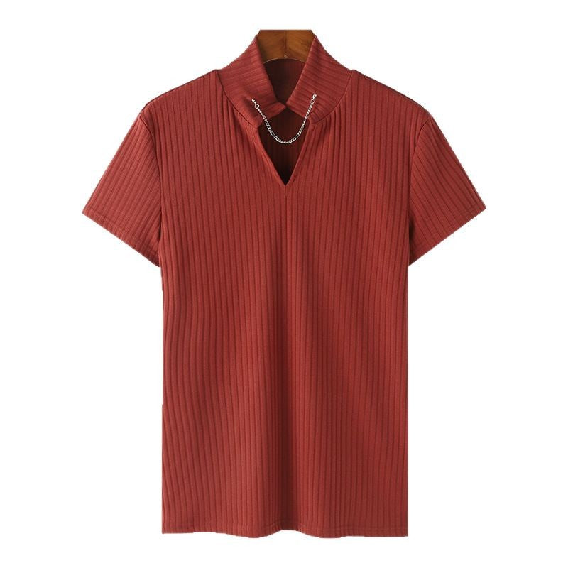 Short-sleeved blouse for women with V-neck and structured ribbed pattern Lune London