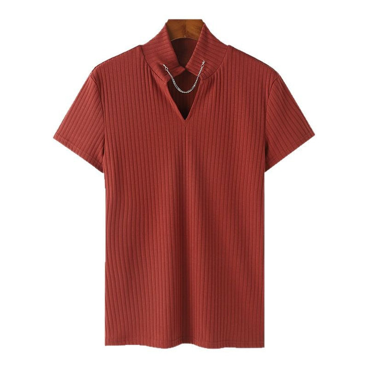 Short-sleeved blouse for women with V-neck and structured ribbed pattern Lune London