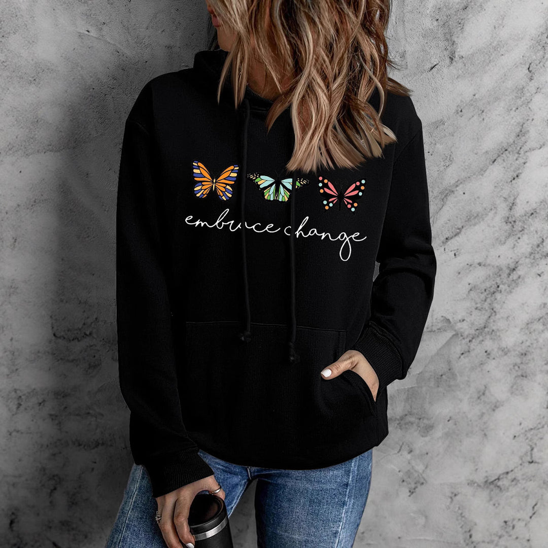 Sweat à capuche pour femmes avec motif de papillon inspirant et message motivant Chic & Stil