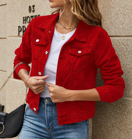 Classic denim jacket for women in chic couture style