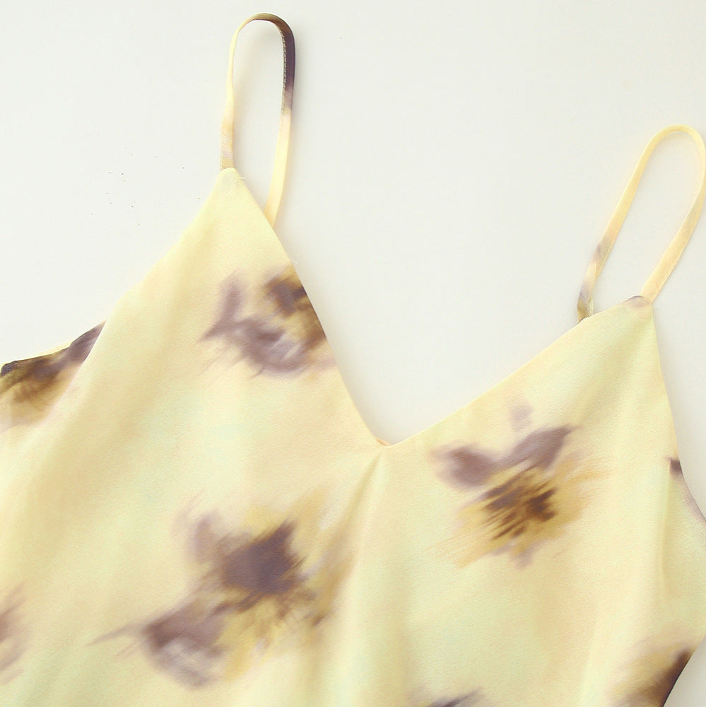 Maxi dress for women with floral pattern and light chiffon Lune London