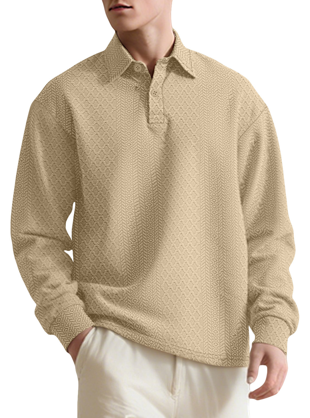 Men's long sleeve shirt with textured surface and elegant button placket Lune London