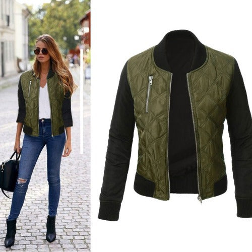 Quilted fashion jacket for women bomber style with zipper Lune Londonl