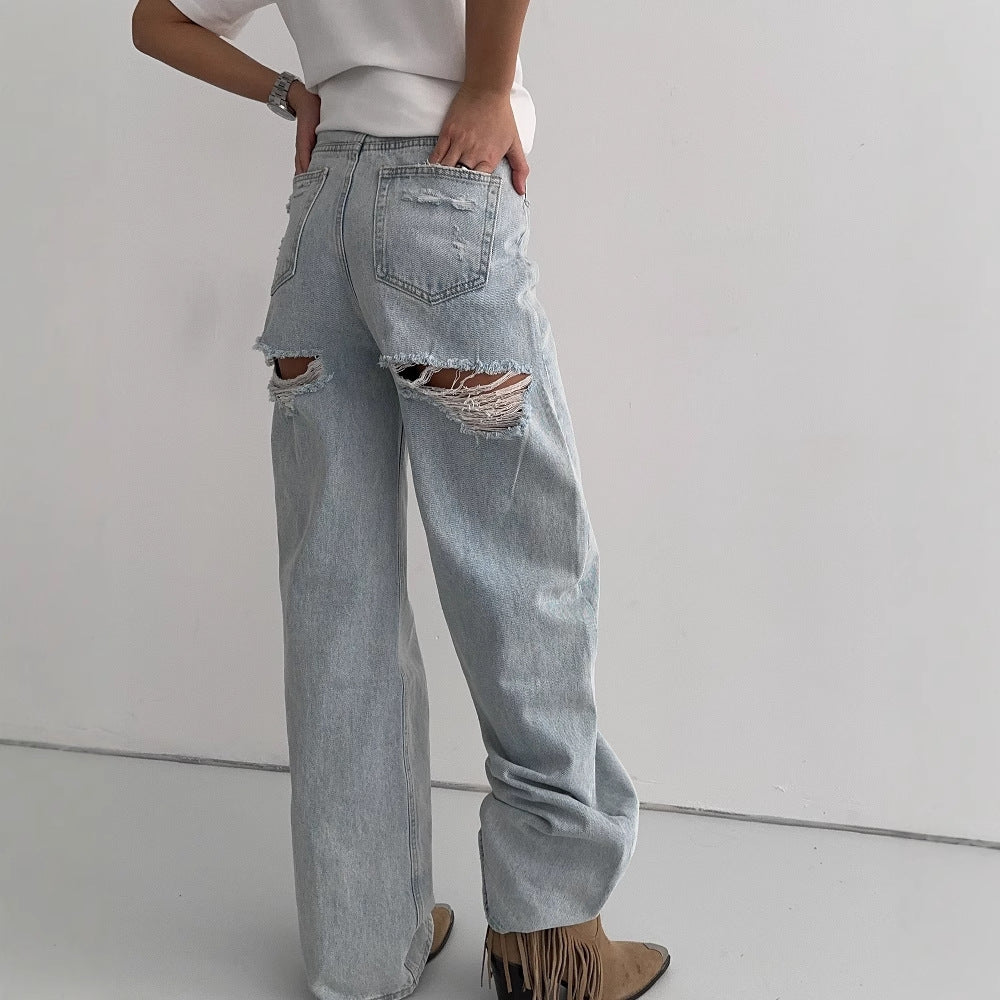 Jean boyfriend pour femmes avec des éléments déchirés tendance Chic & Stil
