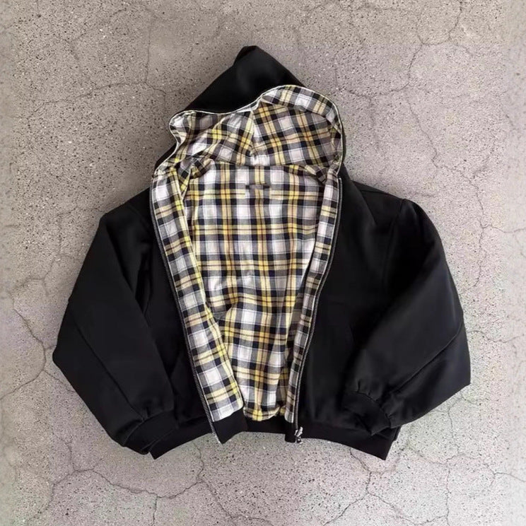 Veste à capuche femme avec doublure à carreaux et fermeture éclair pratique Chic & Stil